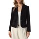 thumbnail image 1 of INSPIRE CHIC Chaqueta de Ante Sintético para Mujer con Solapa Muesca, Botones, Bolsillos, Ajustada, Otoño Invierno, Blazer Corto XL Negro, 1 of 6