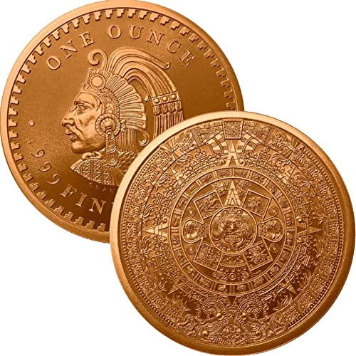 Medalla redonda de cobre 39 mm Calendario Azteca 28 g – Jig Pro Shop
