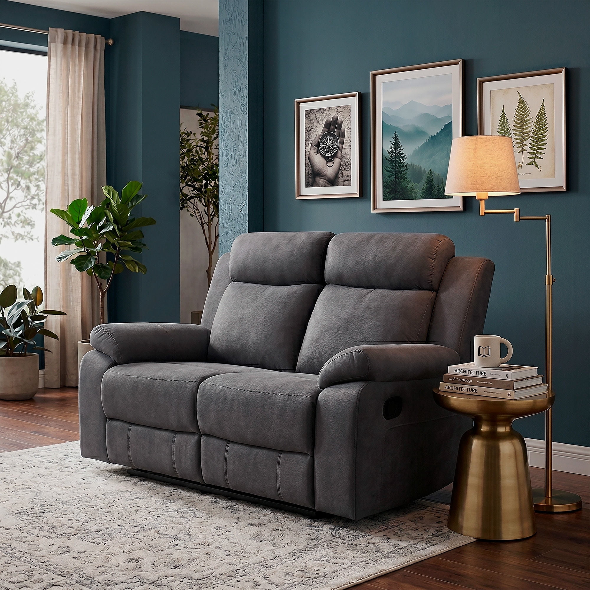 Sofá Reclinable 2 Cuerpos Gris 146x96x103 Cm