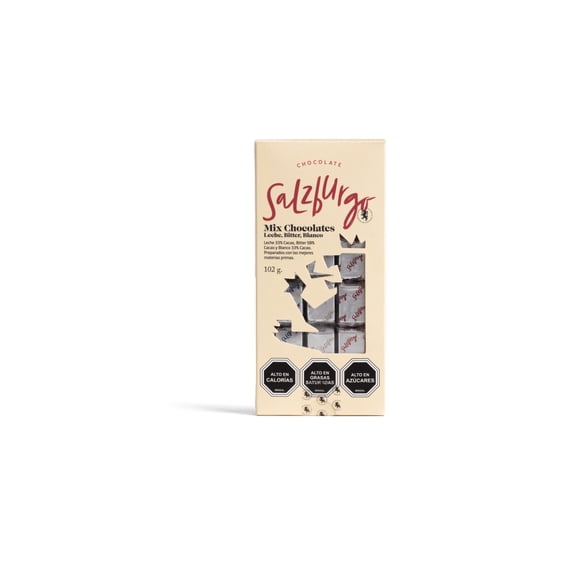 Caja de Chocolates macizo Mix Leche Bitter Blanco, 102 g