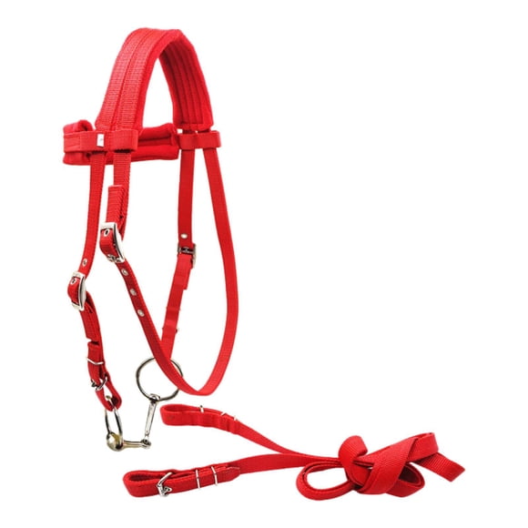 Brida De Caballo Con Rienda Ajustable Cuerda Principal De Caballo Equipo Ecuestre S Rojo