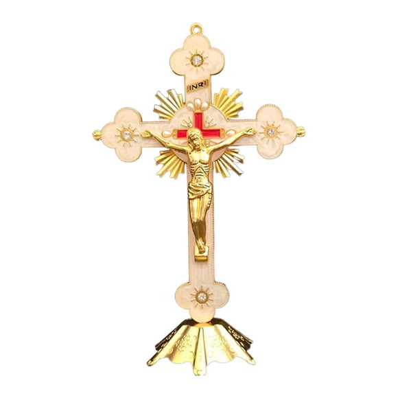 Crucifijo De Pie, Estatua De La Cruz De Jesús, Cruz De Mesa Para La Decoración Del Hogar De La Capilla Del Altar