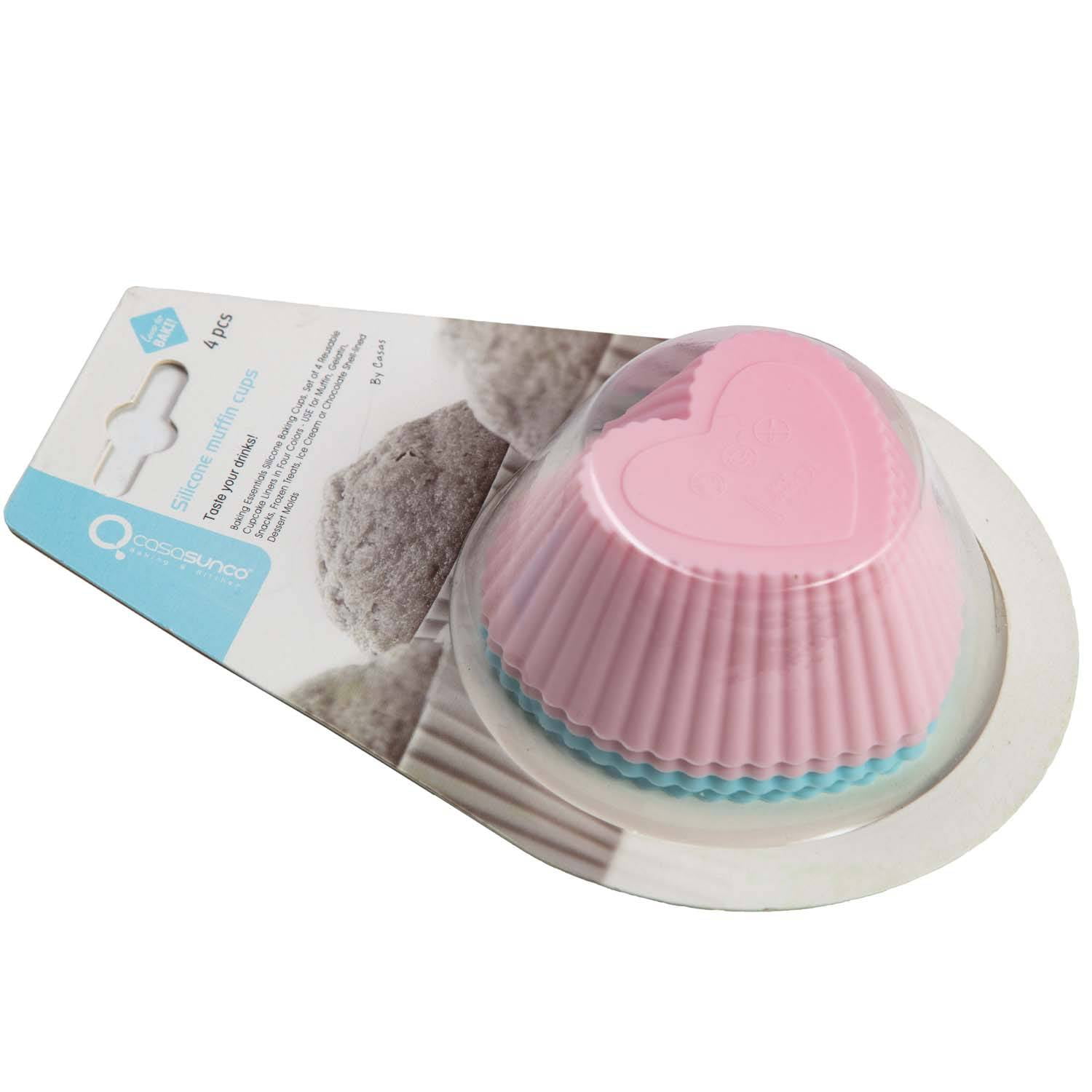 Casasunco - Molde Silicona De Corazon Para Muffins 4 Pzas