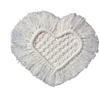 Quípu - Set 6 Posa Vaso De Corazón Macrame Beige