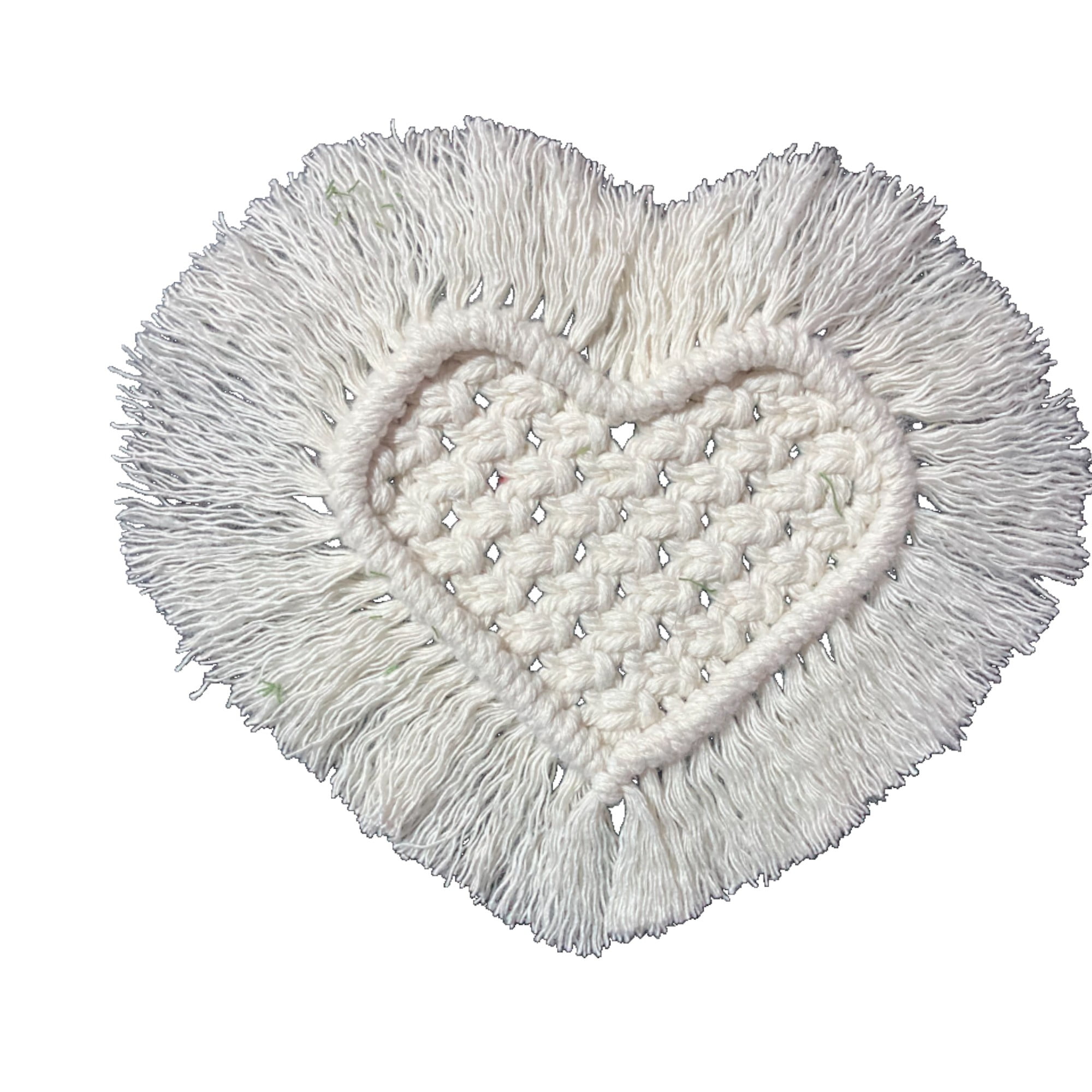 Quípu - Set 6 Posa Vaso De Corazón Macrame Beige