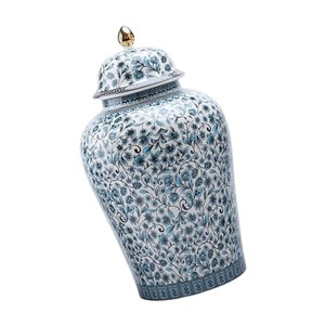 Magideal - Jarrón De Azul Y Blanca, Tarro De Jengibre, Tarro De Para Guardar Tu Decoración Asiática , M 16,5X29,5 Cm M 165X295 Cm