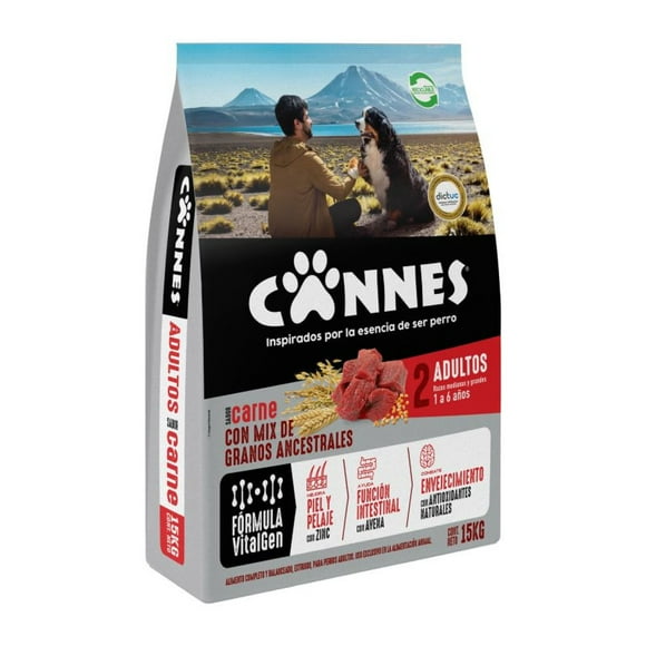 Alimento Seco Perro Adulto Raza Mediana/Grande Carne y Cereales Bolsa, 15 Kg