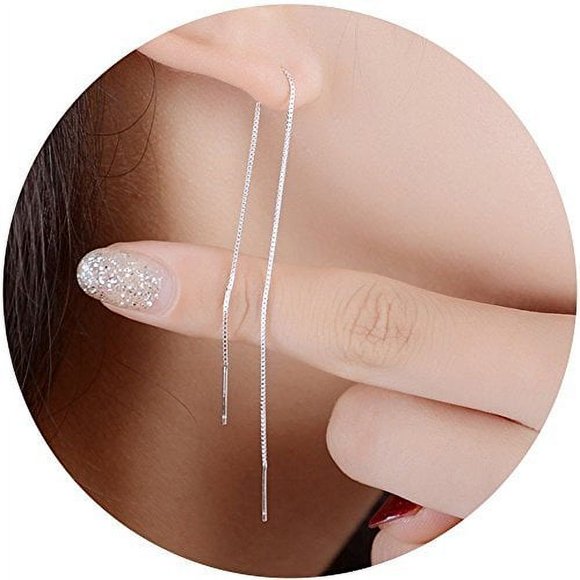 Pendiente MSECVOI de 13 cm, plata, colgante con hilo, 10 g