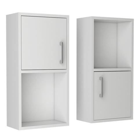 Fmfurniture - Mueble Organizador Baño Con 1 Puerta X2 Unidades Fm-001B - Blanco