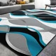 thumbnail image 3 of Alfombra Decorativa 3d T.f.i Diseño Moderno 240 M 200 M 3d Azul Claro, 3 of 3