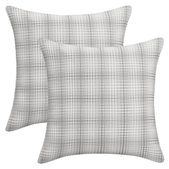 REGALWOVEN Paquete de 2 fundas de cojín decorativas a cuadros para sofá, sala de estar, sofá gris 16" x 16"