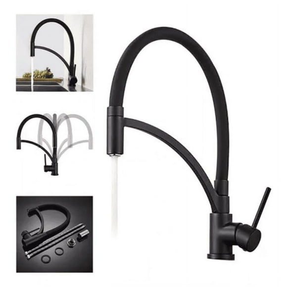 Grifo Llave Lavaplatos De Lujo Monomando Cocina Acero Negro