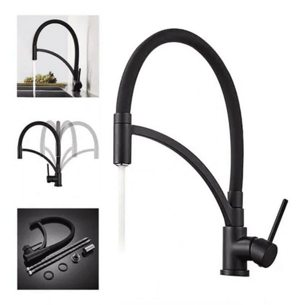 Grifo Llave Lavaplatos De Lujo Monomando Cocina Acero Negro Lider