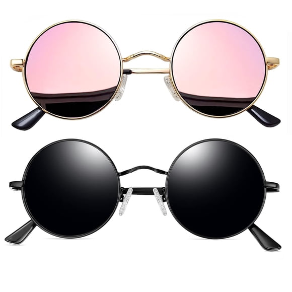 Joopin Gafas de Sol Redondas Polarizadas UV400 Negro y Rosa