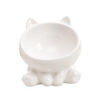 Ioensy - Cuenco De Cerámica Para Gatos, Plato Para Comida Y Agua Para Gatos, Cuenco Elevado Para Comida Seca Y Húmeda, Color Blanco