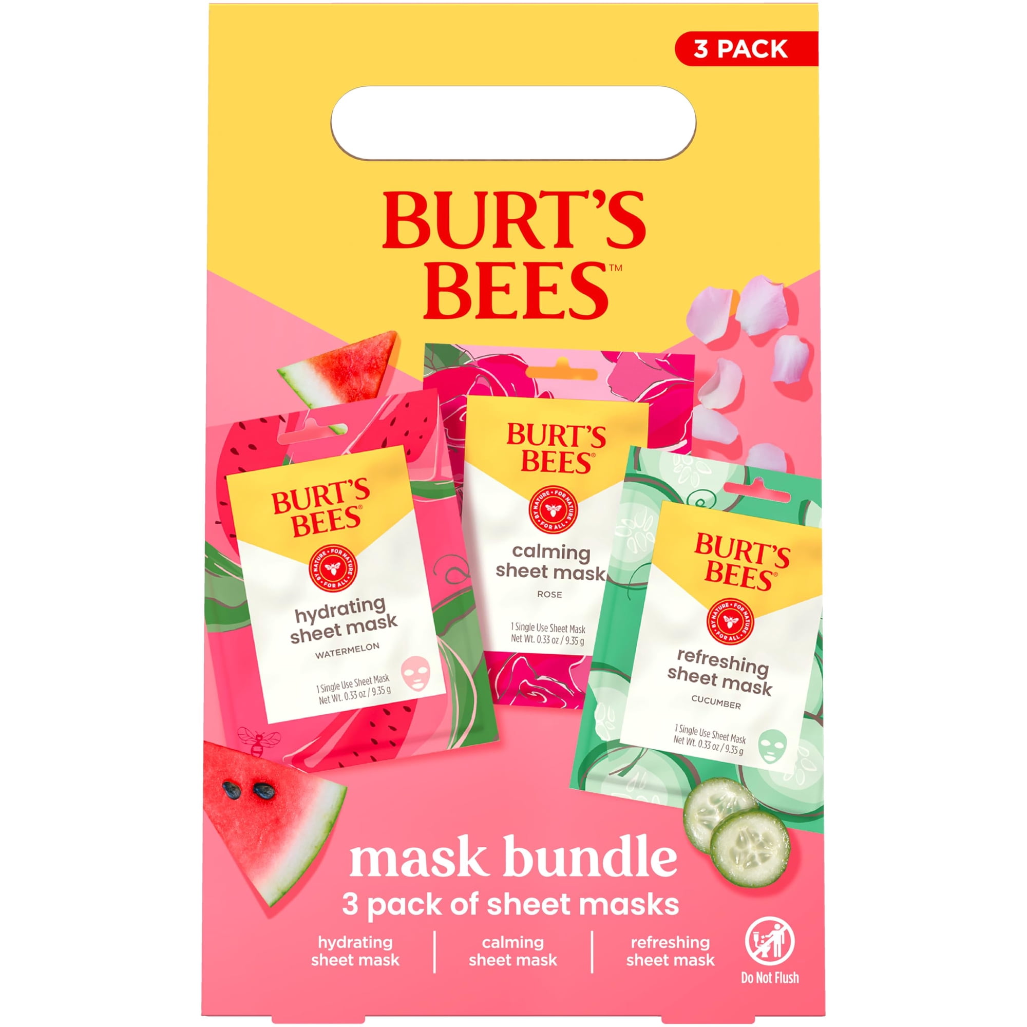 Set De Mascarillas Faciales Burt's Bees Hydrating Watermelon, 3 Unidades