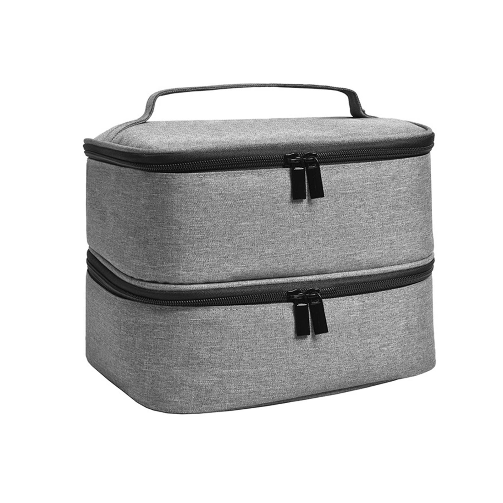 Ioensy - Bolsa De Almacenamiento De Esmalte De Uñas De Doble Capa, Organizador, Bolsa De Maquillaje Portátil, Gris
