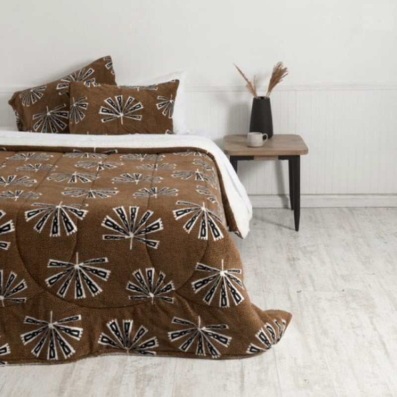 Mashini - Plumón Coral Sherpa 2 Plazas Print Asmara