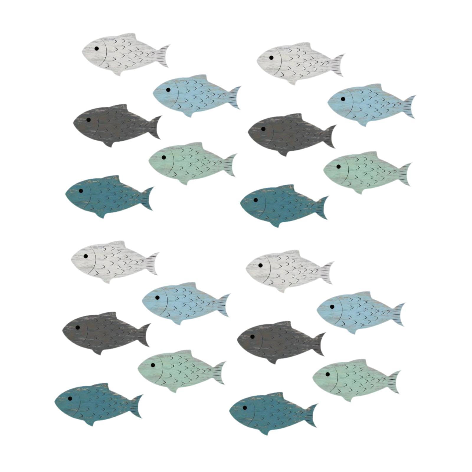 Bothyi - 20 Piezas De Decoración De Pared De Peces De Madera, Arte Náutico Costero Para Cocina, Hotel