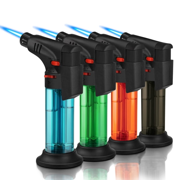 Encendedor Samniu Jet Flame de gas butano recargable, paquete de 4 unidades