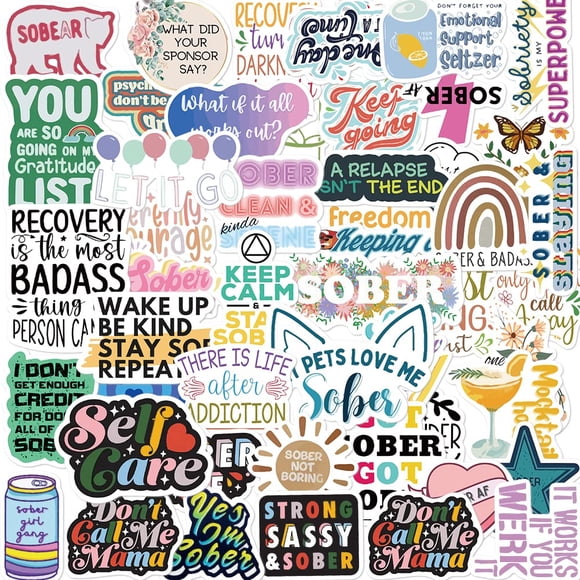 Stickers Uaitodee Sober, pegatinas de vinilo, paquete de 50 unidades, regalos de recuperación