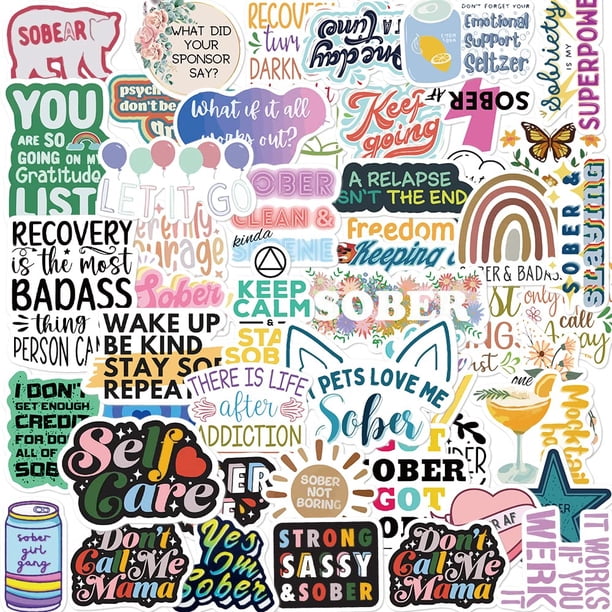 Stickers Uaitodee Sober, pegatinas de vinilo, paquete de 50 unidades, regalos de recuperación