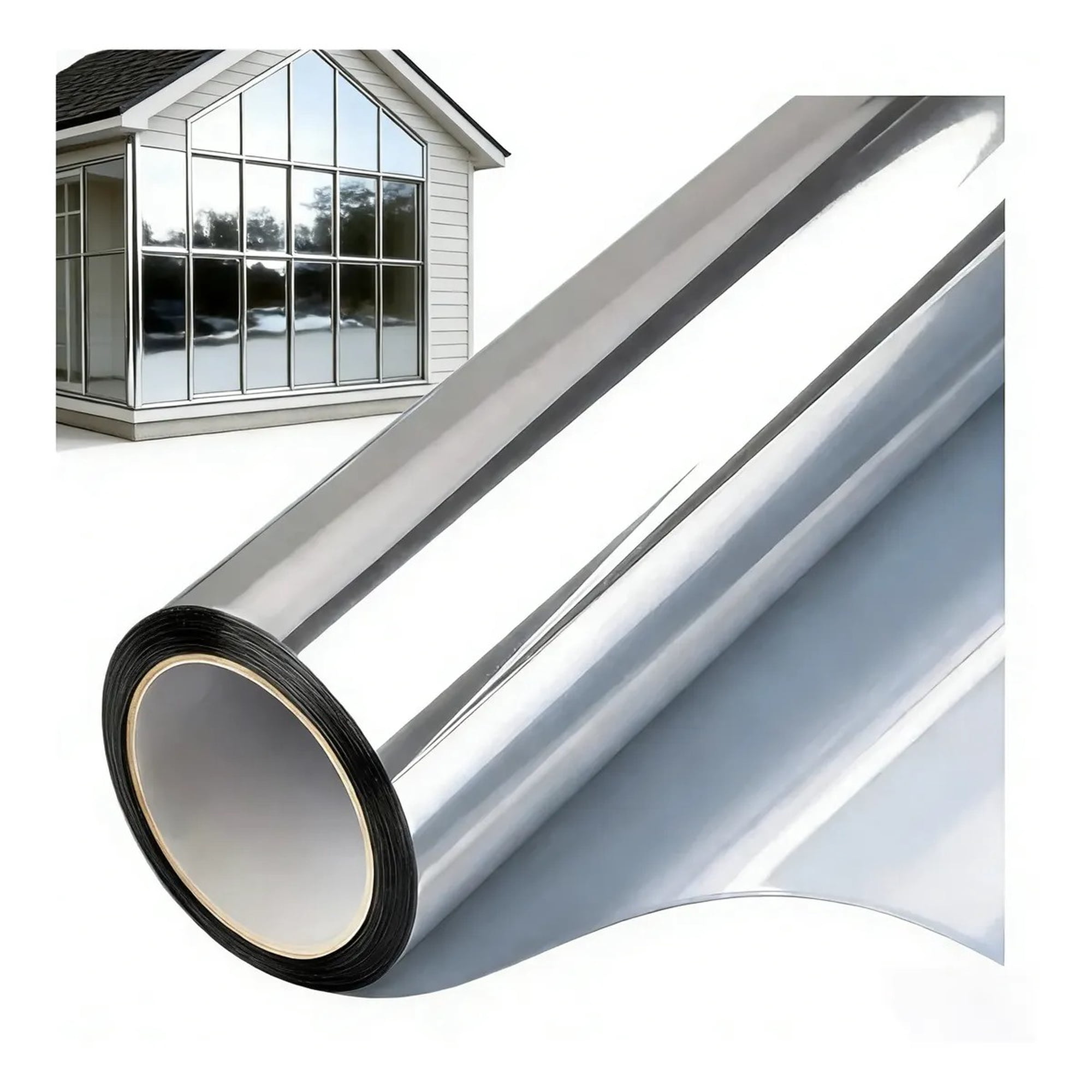 Genérica - Privacidad Vinilos Espejo Pelicula Para Ventanas - Plateado 80cm*10mtrs
