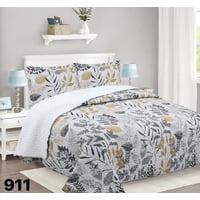 Gnerico - Cubrecama Quilt Sherpa 1 1/2 Plazas - Blanco Hojas Doradas M911