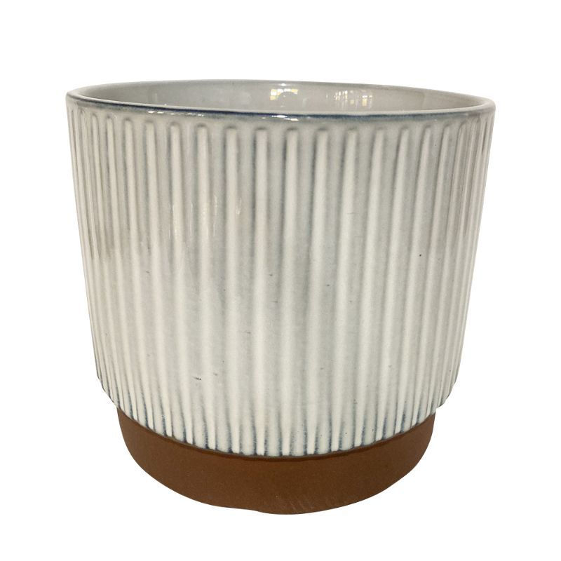 Decogreen - Macetero Cilindro Enlozado Blanco 20X18 Cm