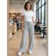 thumbnail image 4 of Pantalón Mujer Flare Pierna Ancha Cintura Elasticada Gris, 4 of 8