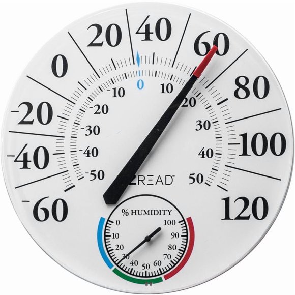Termómetro EZRead con esfera de plástico blanco de 32 cm, paquete de 6