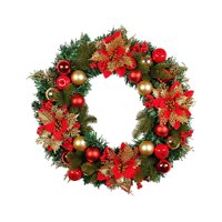 Bothyi - Adorno De Corona Navideña, Corona Colgante De Navidad Para Festival, Ventana, Puerta Delantera, Flores Pequeñas