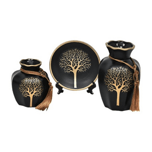 Muebles Santa Ana - Floreros Y Plato Decorativo Negro