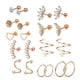 thumbnail image 2 of 20x Pendientes De Acero Inoxidable Set Corazón Flor Pluma Piercing Pendientes Oro Rosa, 2 of 5