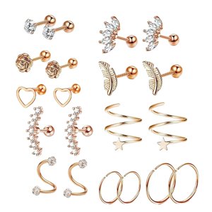 Magideal - 10 Par Es Inoxidable Para Mujer, Trago , Oro Rosa