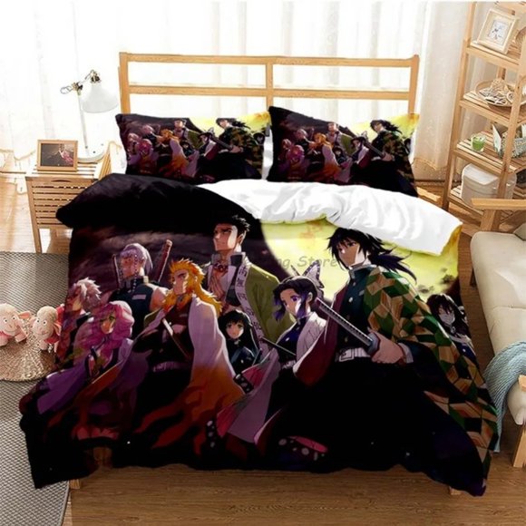 HotDemon Slayer Bedding Set JapaneseBed Linen x Teens Girls Duvet Cover Sets