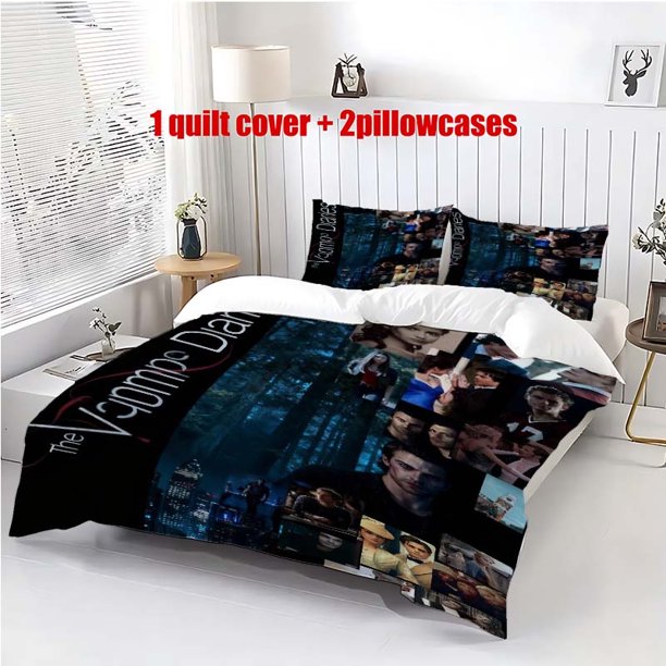 3pcs Bedding Set Themed Around The Vampire Diaries Featuring a Mysterious Forest Design Includes a Duvet Cover And Two Pillowcases