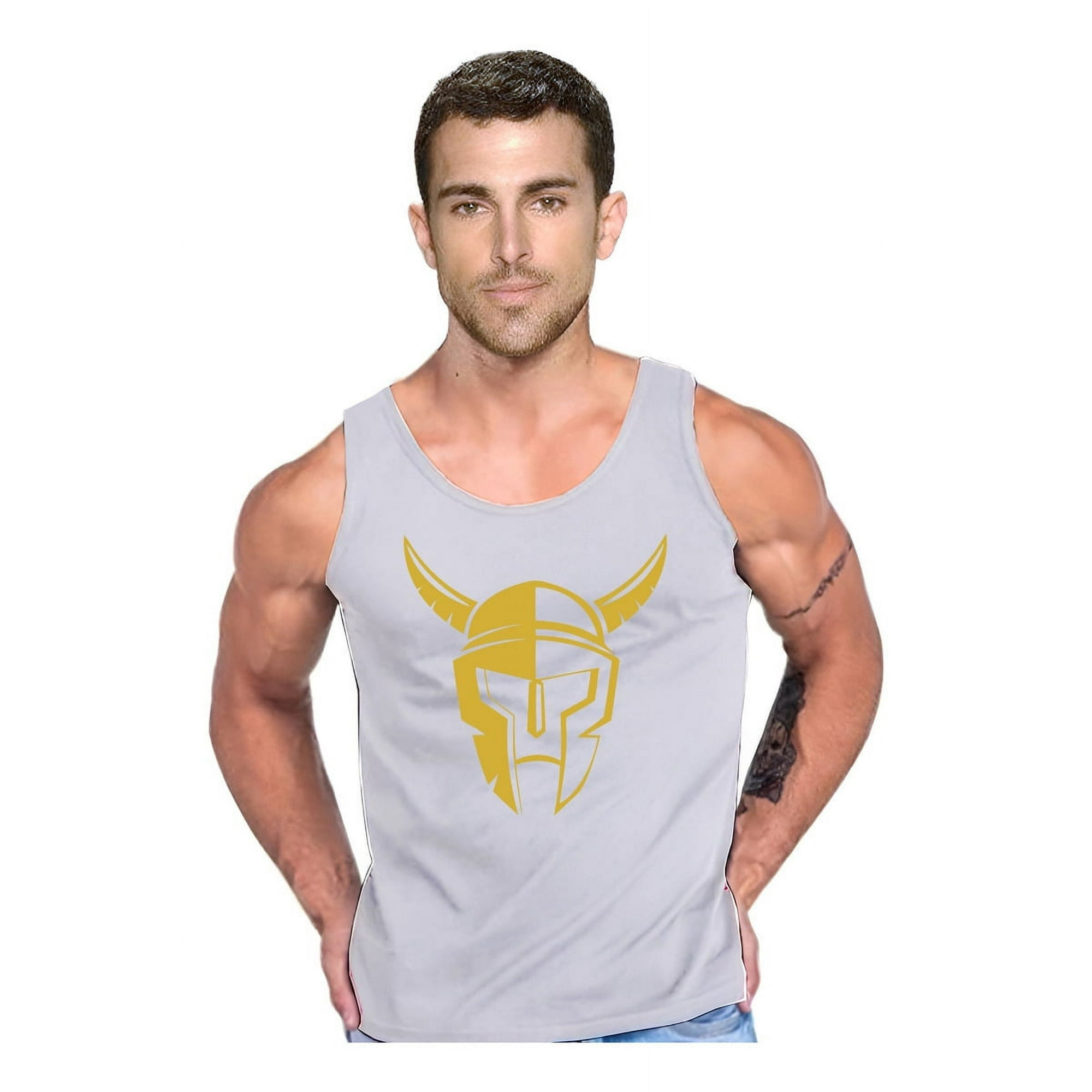 Persodesign - Polera Espartano Vikingo Musculosa Tank Gym Pesas Crossfit Talla 2xl Gris Hombre