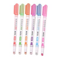 Magideal - 6 Colores Línea Curva Resaltador Pluma Arte Dibujo Bolígrafos Corazón Flor Patrón Marcador Pluma Papelería Identificación Marcador Pluma Para La