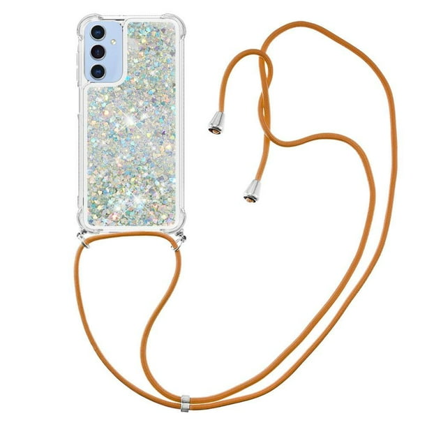 Funda FOXDOCK para Samsung Galaxy A15 con Cuerda Ajustable, Brillo Líquido, Protección Antigolpes y Lente – Ideal para Regalo