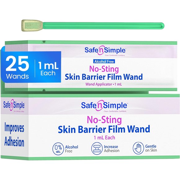 Safe n Simple Skin Barrier Wand, 25 unidades individualmente empaquetadas