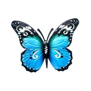 Magideal - Escultura De Mariposa, Obra De Arte, Adorno Decorativo De Hierro, Artesanía Antióxido, Arte De Pared De Metal Vivo Para Bar, Aniversario, Balcón, Sala , Azul