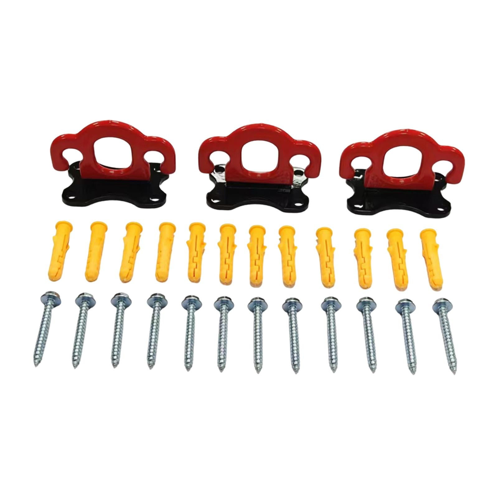 Magideal - 3 Piezas Anclajes De Entrenamiento De Montaje En Pared, Anclajes De Ejercicio De Gimnasio, Ganchos De Banda De Hierro, Anclajes De Gimnasio De Montaje Negro Rojo