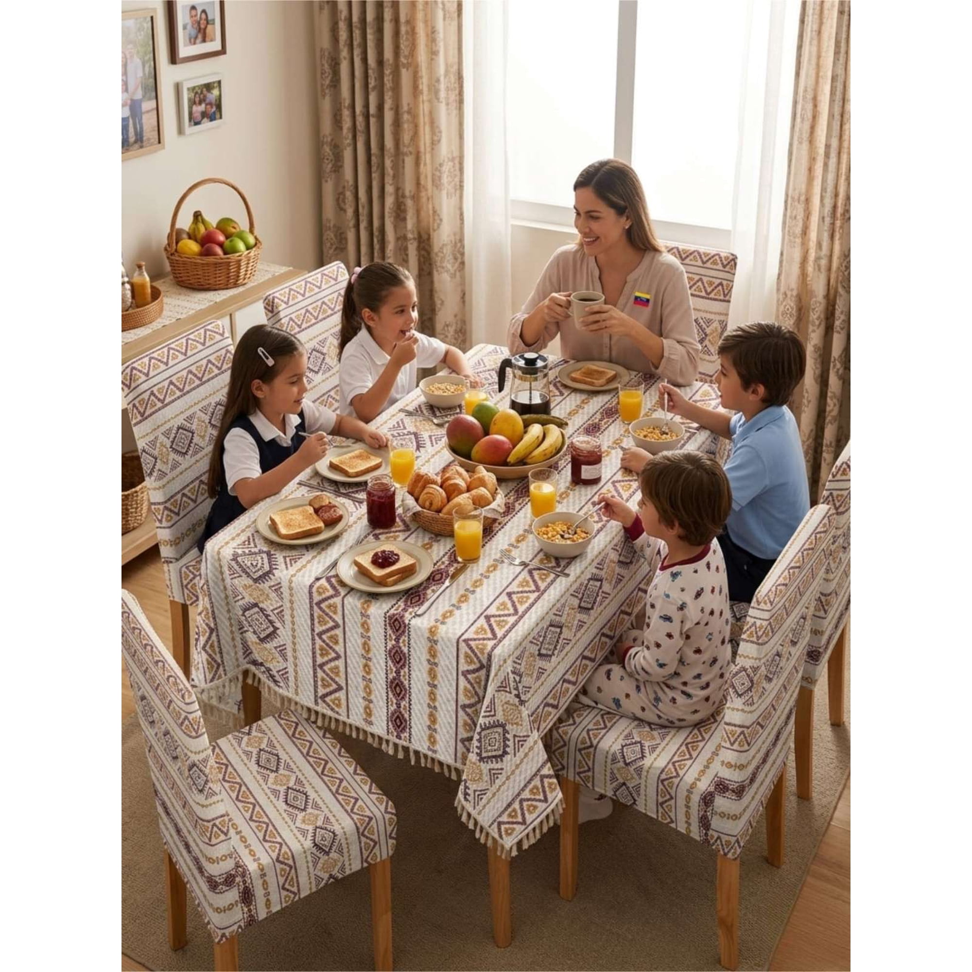 Todo Para El Hogar - Set De Mantel Antimanchas + 6 Fundas Sillas Elásticas