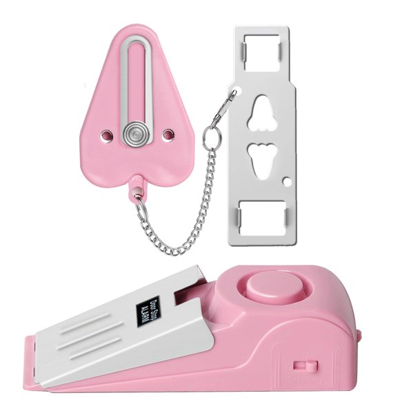 Set de cerradura y alarma de cierre de puerta HNHMT portátil rosa