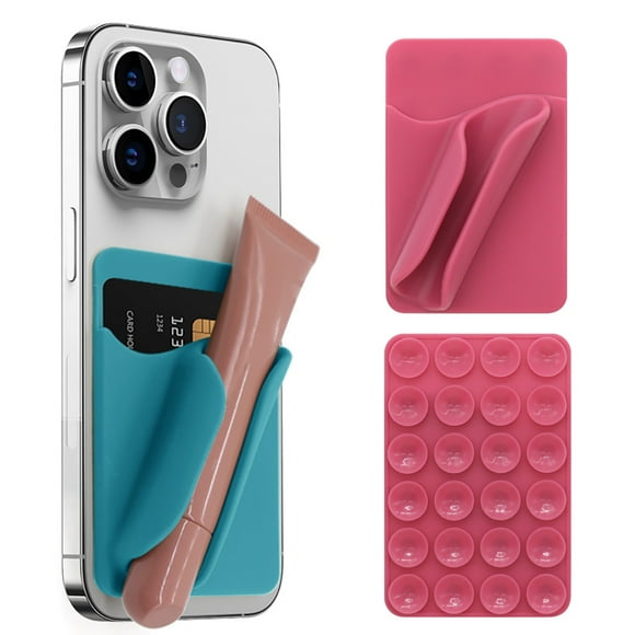Ventosa Tipo Silicona Labial Lip Glaze Funda Teléfono Móvil Soporte Teléfono Móvil Funda Protectora Soft Shell Funda Protectora Teléfono-Rosa