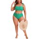 thumbnail image 5 of Agnes Orinda Bikini de Dos Piezas para Mujer de Talla Grande, Cintura Alta, Control de Abdomen, Realce, para Vacaciones, Talla 2X, Verde, 5 of 7