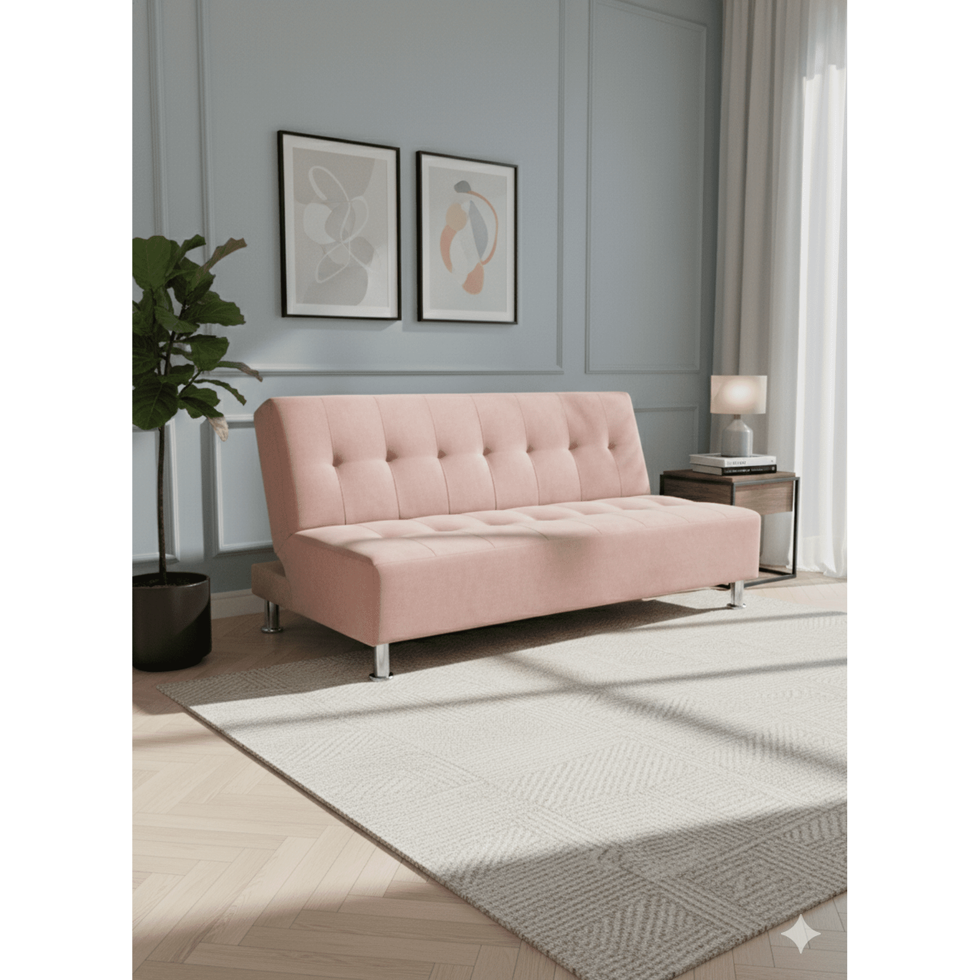Muebles New - Sofa Cama New Palo Rosa Felpa
