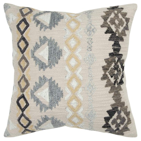 Almohada decorativa Rizzy Home, geométrica, amarilla, 50 x 50 cm