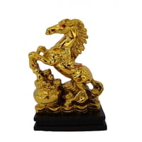 Feng Shui Import - Estatua Decorativa De Caballo Dorado Importado Del Feng Shui Pisando Una Olla Rica